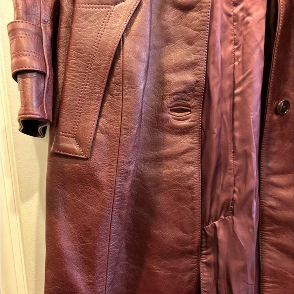 NWT Vetements Raised Shoulder Leather Trench- Bordeaux